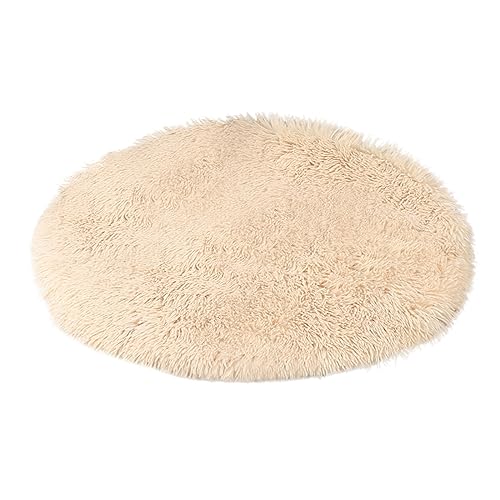 Warme Winter-Haustiermatten für Katzen, Hundehütten, kleine mittelgroße Hunde, warme Decke, rund, Plüsch, gemütlich Winterhaus Hunde (Beige, One Size) von Jipersuo