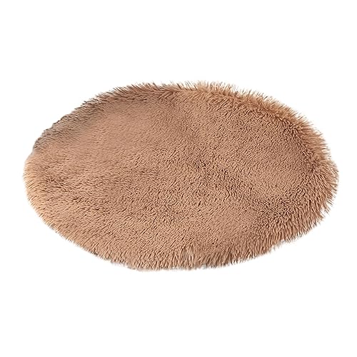 Warme Winter-Haustiermatten für Katzen, Hundehütten, kleine mittelgroße Hunde, warme Decke, rund, Plüsch, gemütlich Winterhaus Hunde (Brown, One Size) von Jipersuo