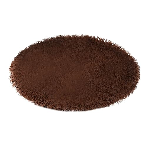 Warme Winter-Haustiermatten für Katzen, Hundehütten, kleine mittelgroße Hunde, warme Decke, rund, Plüsch, gemütlich Winterhaus Hunde (Coffee, One Size) von Jipersuo