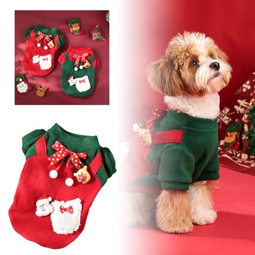 Weihnachtskleidung für Hunde, warme Weihnachtskleidung, Katzenkleidung, Dicker Plus-Samtpullover, Haustierkleidung, Weihnachtskleid, Kleidung Winterjacke Pullover Haustier Hund (A, 法斗款 小号) von Jipersuo