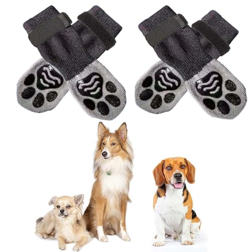 Rutschfeste Hundesocken gegen Lecken von Pfoten, Hundesocken für Hartholzböden, rutschfeste, verstellbare Hundesocken für Senioren, hält warm, Schutzsocken für X-Small Hunde von Jiruixin