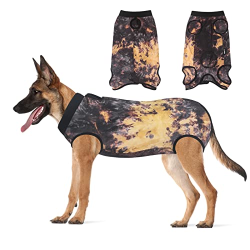 Jiupety Hundebody Nach Op, Einteiler Einstellbar Op Body Hund Kastration Hündin, Atmungsaktiv Anti-Wundlecken Body für Hund Nach Op, Weich Hundebody Nach Kastration Rüde, Tie-Dye XL von Jiupety