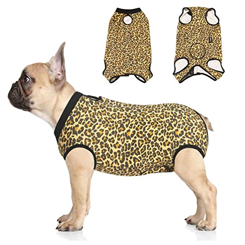 Jiupety Chirurgischer Genesungsanzug für Hunde, verstellbar, Nicht passend für schlanken und Langen Körper, Hundeanzug für chirurgische Genesung, Anti-Lecken chirurgischer Hund Onesies, Leopard von Jiupety