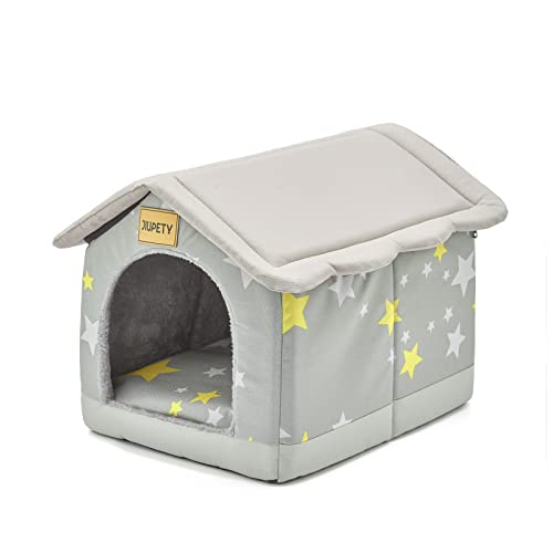 Jiupety Hundehütte Innen, S Größe Indoor Hundehütte für kleine Hunde und Katzen, Warme Höhle Schlafnest Bett für Katzen und Hunde, Grau von Jiupety