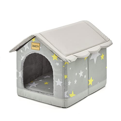 Jiupety Hundehütte Innen, M Größe Indoor Hundehütte für kleine Hunde und Katzen, Warme Höhle Schlafnest Bett für Katzen und Hunde, Grau von Jiupety