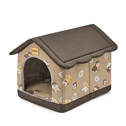 Jiupety Hundehütte Innen, M Größe Indoor Hundehütte für kleine Hunde und Katzen, Warme Höhle Schlafnest Bett für Katzen und Hunde, Braun von Jiupety