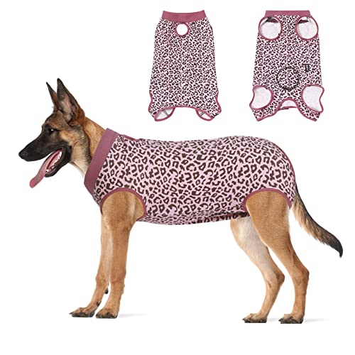 Jiupety Genesungsanzug für Hunde (Rosa Leopard, XXL) von Jiupety