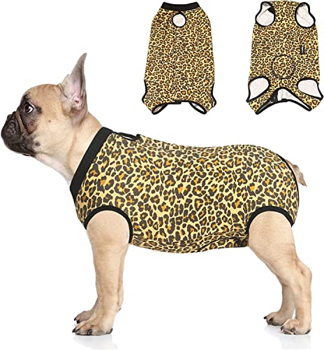 Jiupety Hunde-Genesungsanzug Verstellbar, Hundebody für Bauchwunde nach Operationen, Ersatz E-Halsband, M Größe, Anti-Lecken chirurgischer Hund Onesies, Leopard von Jiupety