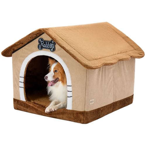 Jiupety Hundehöhle Hundehütte Indoor mit Rahmen, Gemütliche Hundehaus für Drinnen, Hundebett mit Dach für 11-27 kg, 2XL Größe 76x66x64 cm, Brown Jiupety Hundehöhle Hundehütte Indoor mit Rahmen, Gemütliche Hundehaus für Drinnen, Hundebett mit Dach für 11-27 kg, 2XL Größe 76x66x64 cm, Brown von Jiupety