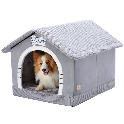 Jiupety Hundehöhle Hundehütte Indoor mit Rahmen, Gemütliche Hundehaus für Drinnen, Hundebett mit Dach für 11-27 kg, 2XL Größe 76x66x64 cm, Grey Jiupety Hundehöhle Hundehütte Indoor mit Rahmen, Gemütliche Hundehaus für Drinnen, Hundebett mit Dach für 11-27 kg, 2XL Größe 76x66x64 cm, Grey von Jiupety