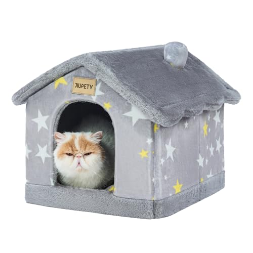 Jiupety Indoor Hundehütte für kleine Hunde, Hundehöhle Bett für Welpen und Katze, Grau, Größe S von Jiupety