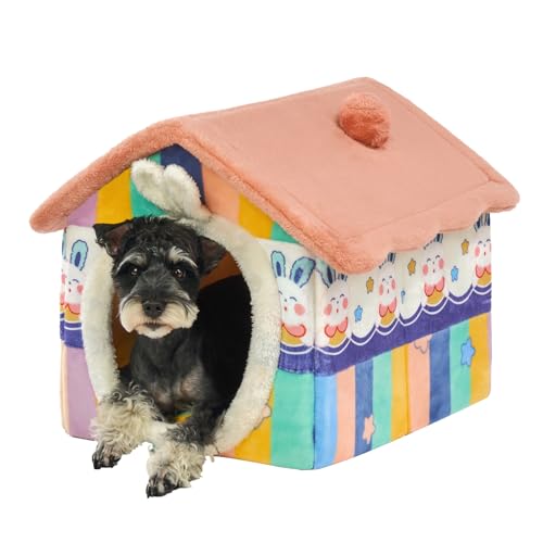 Jiupety Indoor Hundehütte für kleine Hunde, Hundehöhlenbett für Welpen und Katze, Regenbogen, mittlere Größe von Jiupety