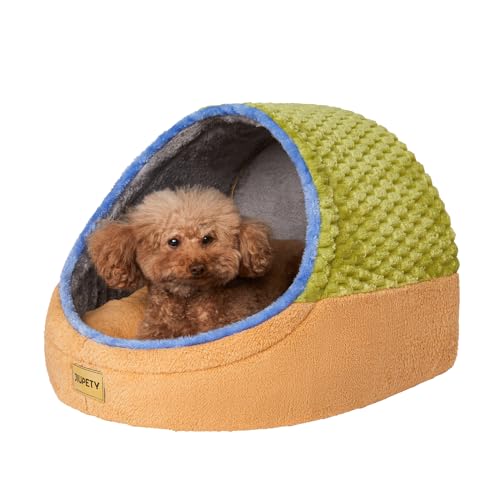 Jiupety Nettes Katzenhöhle große Katzen, Hundehütte Hundehöhle Kleine Hunde, Katzenbett mit Anti-Rutsch Boden, Katzenhöhle mit Waschbare Abnehmbare Kissen, L(48cm x 43cm x 41cm), Grün von Jiupety