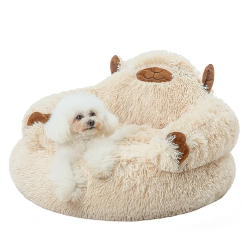 Jiupety Hundebett Katzenbett Flauschig in Kamelform, Donut Hundebett Kleine Hunde, Orthopädisches Hundekissen Hundekorb, Größe M (61 x 61 x 36 cm) Hundebetten Hundekörbchen, Dog Bed, Kamel von Jiupety