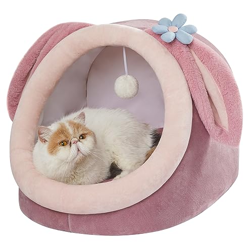 Jiupety Katzenbetthöhle, rosa Katzenbett für Hauskatzen, weiches, gemütliches Katzenbett, Höhle, passend für viele Katzen und Welpen, rosa Kaninchen, Größe L von Jiupety