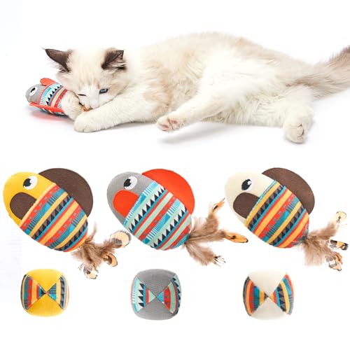 Jiupety Katzenspielzeug, Fische, bissfest, interaktives Katzenspielzeug, für Indoor-Katzen mit Kätzchen, 14 cm, für Cartoon-Fisch-Kicker, 3 Stück von Jiupety