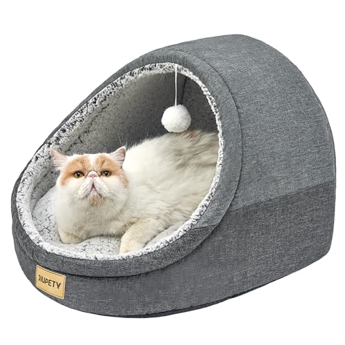 Jiupety Niedliches Katzenbett für Hauskatzen, Katzenhöhlenbett und Kätzchenbett, grabendes Katzenbett und Welpenbett mit rutschfester Unterseite, waschbares, abnehmbares Kissen, L (48,3 x 43,2 x 40,6 von Jiupety