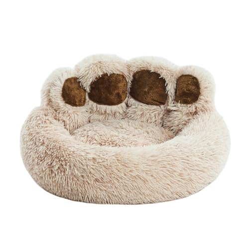 Jiupety Round Hundebett Flauschig von Pfote Form, Donut Hundebetten, Hundebett Kleine Hunde Größe 66cm, Dog Bed Bequem und Weich, Hundebettn Waschbar, Kamel von Jiupety