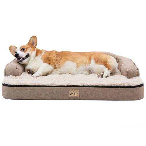 Jiupety Weiches Hundebett, Braun, 88,9 cm L × 63,5 cm B × 17,8 cm T von Jiupety