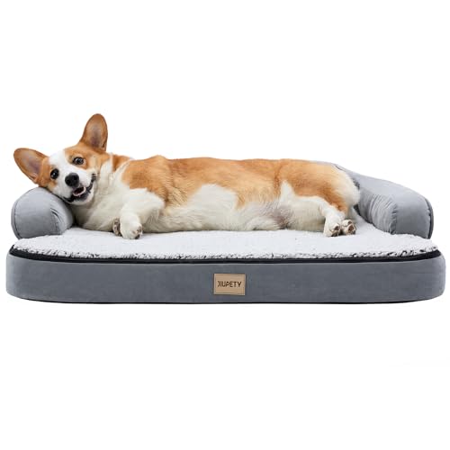 Jiupety Weiches Hundebett, Grau, 88,9 cm L × 63,5 cm B × 17,8 cm T von Jiupety