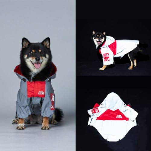 JizahPET Hunde-Regenmäntel, Regenjacke, wasserdicht und winddicht, warm und atmungsaktiv, modischer Trend, Hundekleidung mit Loch für die Leine, für kleine, mittelgroße und große Hunde von JizahPET