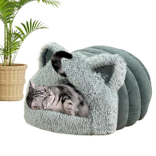 Jlkegfdf Bedecktes Katzenbett – niedliches Katzenbett mit Kapuze und Katzenohren – warmes Plüsch-Katzenbett – Komfort-Katzenbett, weiches Katzenversteck für Katzen, kleine Hunde, Zuhause, Innenbereich von Jlkegfdf