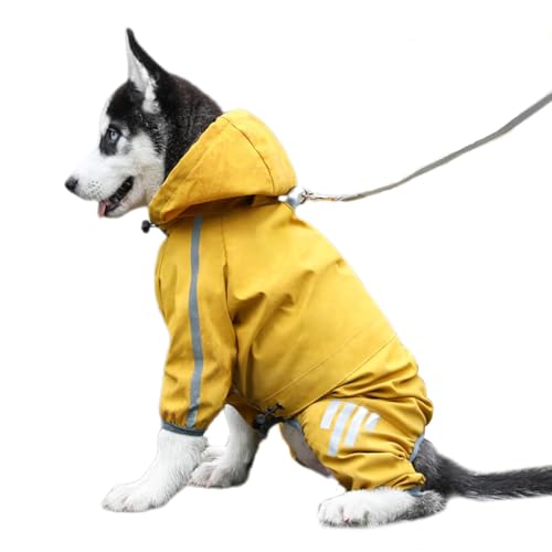 Jlkegfdf Hunderegenjacke, wasserdichte Haustier-Regenjacke mit Kapuze, Regenmäntel, 4 Beine, leichter Regenponcho für kleine, mittelgroße und große Hunde, Katzen von Jlkegfdf