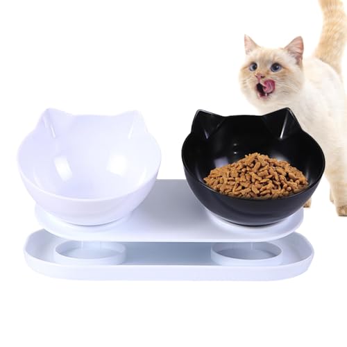 Jlkegfdf Pet Feeder | Rutschfester Haustier-Wassernapf | Anti-Umkippende Haustier-Futterstation, multifunktionale Doppel-Katzen-Schalen für Kätzchen, Welpen von Jlkegfdf