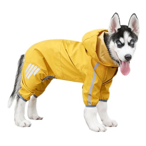 Jlkegfdf Regenmäntel für Hunde, wasserdicht, reflektierend, mit Kapuze, 4 Beine, leichter Regenponcho für kleine, mittelgroße und große Hunde, Katzen von Jlkegfdf