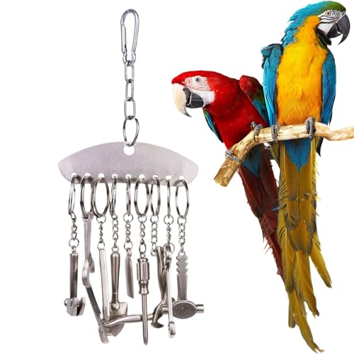 Vogelspielzeug aus Edelstahl – Kau-Puzzle-Spielzeug, Glockenanhänger | mittelgroße und große langlebig, Spielzeug Conures Finken, Kakadus, Lovebirds interaktives Vogel-Puzzle, Kauspielzeug von Jlkegfdf