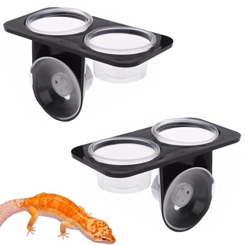 2 Stück Reptile Feeder mit Saugnapf, Saugnapf Reptile Feeder, Reptilien Echse Feeder Kleiner, Reptilien Feeder für Reptilien, Gecko Futtertassen für Eidechsen, Geckos, Spinnen und Andere Reptilien von Jlnmmn