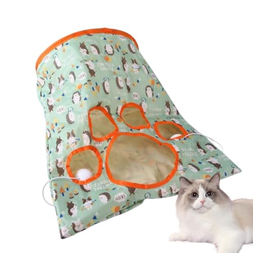 Faltbare Katzentunneltasche, Katzentunneltaschenspielzeug - Spielzeug für gelangweilte Katzen im Tunnel - Kreative, zusammenklappbare, langlebige, bezaubernde Katzen-Crinkle-Tasche mit Pfotendesign un von Jlobnyiun