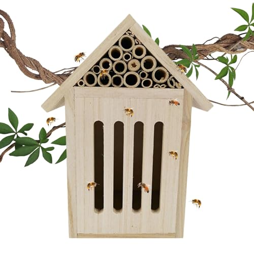 Freimaurer-Bienenhaus, Bienenhaus aus Holz,Naturholz-Maurerbienenkasten und Schmetterlingshotel - Robuste und stilvolle Gartendekoration, langlebiger Bienenstock für Marienkäfer, bestäubende Bienen un von Jlobnyiun