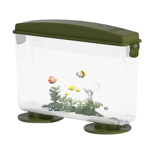 Goldfischaquarium, winziges Goldfischbecken | Flache, rechteckige Aquarien und Fischschüssel mit 360-Grad-Ansicht - Aquarien und Fischschalen für Goldfische, Tisch- oder Desktop-Display, einfache Einr von Jlobnyiun