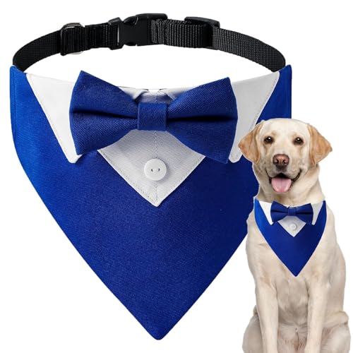 Hunde-Hochzeits-Bandana-Halsband | Hundehalsband Bandana Fliege | Verstellbares, atmungsaktives, formelles Hochzeits-Hundehalstuch, Hunde-Hochzeitsfliege für mittelgroße und große Hunde von Jlobnyiun