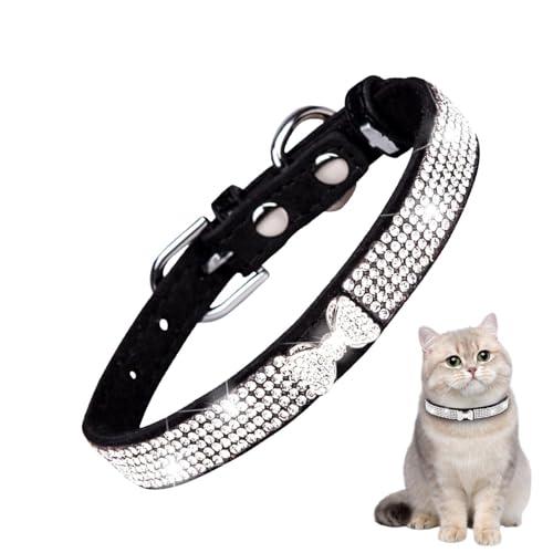 Hundehalsband, Strasshalsband, Hundehalsband | Verstellbares Katzenhalsband aus Mikrofaser, mit Strasssteinen, reißfest, atmungsaktiv, Katzenhalsband, Hundehalsband für Welpen, Hochzeit von Jlobnyiun