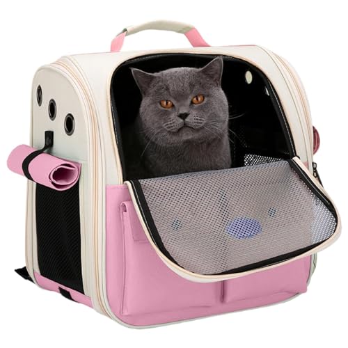 Kätzchen-Rucksack, Katzen-Rucksack - Tragbarer, atmungsaktiver Netz-Reiserucksack für Haustiere,Gepolsterte Schultergurte, Katzenrucksäcke zum Tragen von Katzen, Faltbare Katzentasche von Jlobnyiun