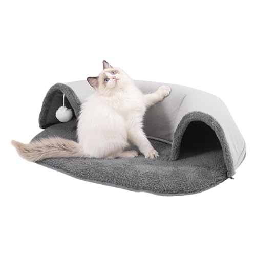 Katzenbett Tunnel - Katzenhöhle Donut Tunnel Haustierbett | Weiche, warme Katze Peekaboo Höhle mit weißem Plüschball, weiches Tunnelbett Katzen zum Schlafen und Spielen, tragbares Katzenbett, Katzenbett Tunnel - Katzenhöhle Donut Tunnel Haustierbett | Weiche, warme Katze Peekaboo Höhle mit weißem Plüschball, weiches Tunnelbett Katzen zum Schlafen und Spielen, tragbares Katzenbett, von Jlobnyiun