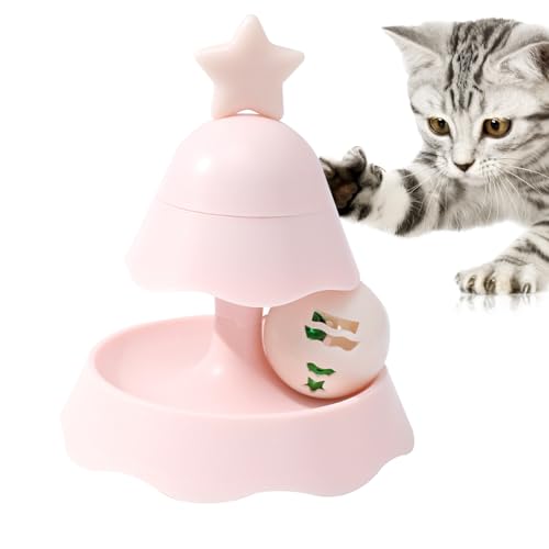 Katzenspielzeug-Bälle mit Drehteller, rotierende Kugeln für Weihnachtsbaum, 2-lagiges Katzenspielzeug, tragbares Rollspielzeug für Katzen und kleine Katzen von Jlobnyiun