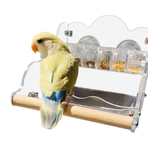 Sittich-Futterspender für Vogelkäfig, Vogelschalen, spritzwassergeschützt, transparenter Futterspender für Papageien, rotierende Sittich-Futterschale mit Sitzstange, Vogelkäfig-Zubehör Sittich-Futterspender für Vogelkäfig, Vogelschalen, spritzwassergeschützt, transparenter Futterspender für Papageien, rotierende Sittich-Futterschale mit Sitzstange, Vogelkäfig-Zubehör von Jlobnyiun