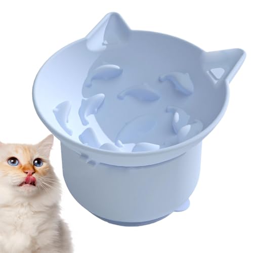 Slow Cat Bowl – Erhöhte Katzennäpfe, Silikon-Wassernapf | Whisker Friendly Cats Small Dogs Futternapf, Katzennapf, Verstellbarer Winkel Mit Saugnapf Für Kleine Hunde, Fettgesichtige Katzen, Kätzchen von Jlobnyiun