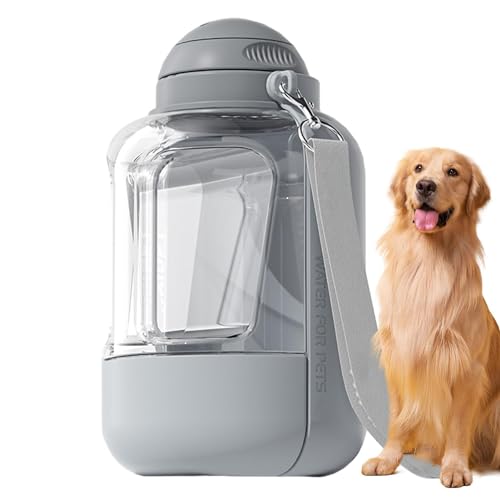 Tragbare Wasserflasche für Hunde,Hundewasserflasche,Reise-Trinkflasche, Wassernapf - Hundeflasche 2 in 1, Haustier-Wasserflasche, Hunde-Wasserspender, Welpen-Trinknapf mit Futterspender von Jlobnyiun