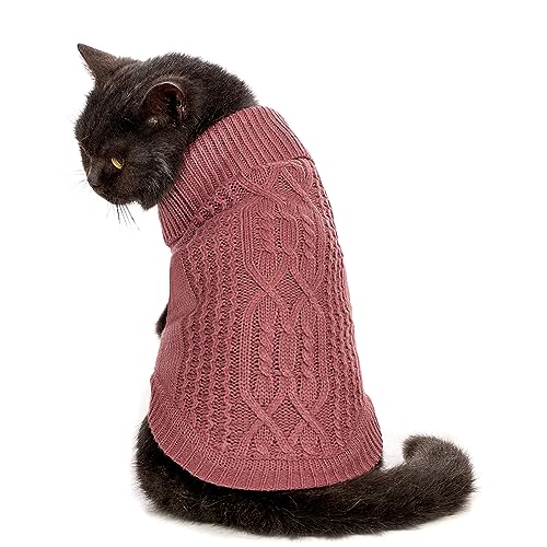 Jnancun Katzenpullover hält Ihre Haustiere gemütlich, 16 Farben, Rollkragen-Strickpullover, ärmellos, Hundepullover, Winter-Outfit für Katzen und kleine Hunde in der kalten Jahreszeit (Ahornblattrot, von Jnancun