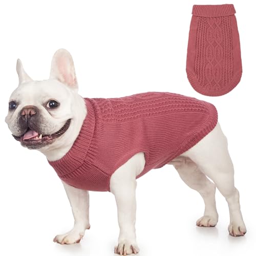 Jnancun Katzenkleidung, 16 Farben, Rollkragen, gestrickt, ärmellos, Hundepullover, warme Winter-Kätzchen, Kleidung für Katzen oder kleine Hunde in der kalten Jahreszeit (Ahornblattrot, XL) von Jnancun