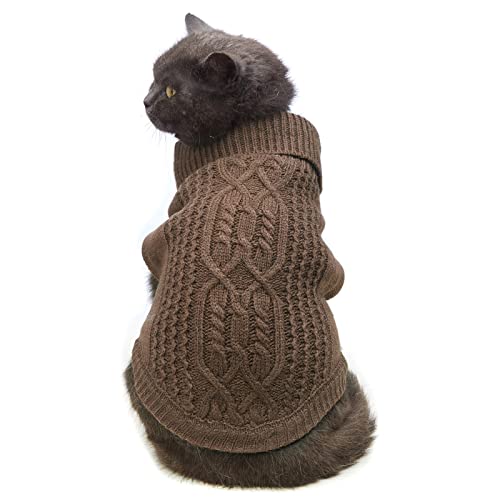 Jnancun Katzenpullover, 16 Farben, Rollkragenpullover, gestrickt, ärmellos, Hundepullover, warme Winter-Kätzchen-Kleidung, Outfits für Katzen oder kleine Hunde in der kalten Jahreszeit (Größe M, von Jnancun