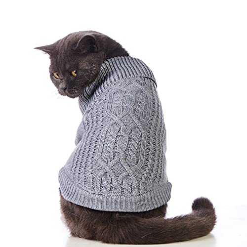 Jnancun Katzenpullover hält Ihre Haustiere gemütlich, 16 Farben, Rollkragenpullover, gestrickt, ärmellos, Hundepullover, Winter-Outfit für Katzen und kleine Hunde in der kalten Jahreszeit (Größe XS, von Jnancun