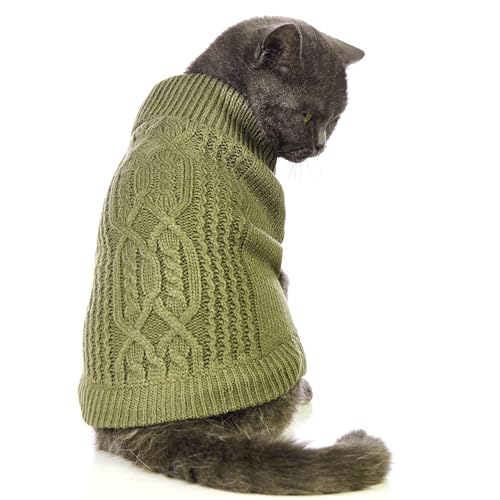 Jnancun Katzenpullover hält Ihre Haustiere gemütlich, 16 Farben, Rollkragenpullover, gestrickt, ärmellos, Hundepullover, Winter-Outfit für Katzen und kleine Hunde in der kalten Jahreszeit (XS, von Jnancun