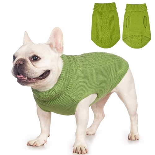 Jnancun Katzenkleidung, Rollkragenpullover, gestrickt, ärmellos, warm, Winter, Kätzchen, Kleidung für Katzen oder kleine Hunde in der kalten Jahreszeit, Grün, Größe XXL von Jnancun