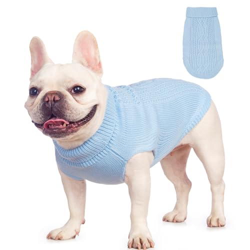 Jnancun Katzenkleidung, Rollkragenpullover, gestrickt, ärmellos, warm, Winter, Kätzchen, Kleidung für Katzen oder kleine Hunde in der kalten Jahreszeit (Blau, Größe XXL) von Jnancun