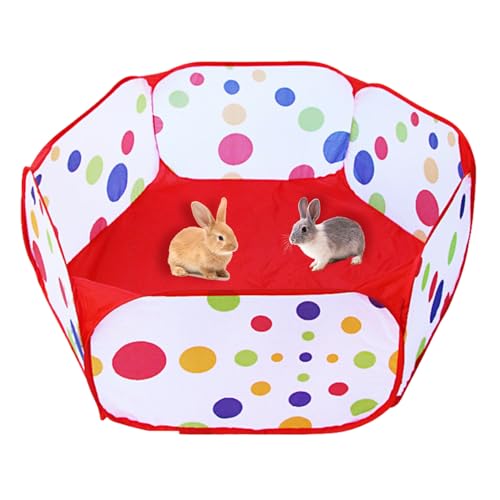 Hamster-Laufstall, Pop-Up-Spielstall, faltbarer Kleintier-Laufstall, Meerschweinchenlaufgehege, Hamsterlaufgehege, Indoor- oder Outdoor-Übung, Haustierzaun für Kaninchen, Chinchillas, Hamster (rot) von Joalpysm